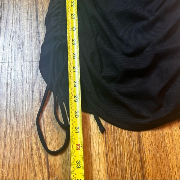 BB Dakota Black Asymmetrical Bodycon Dress Womens size M Ruched Summer Party - Picture 4 of 6